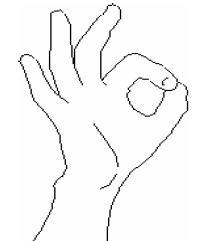 Рис. 3. Открытая ладонь с соединенными колечком большим и указательным пальцами, американский жест «О Кей»